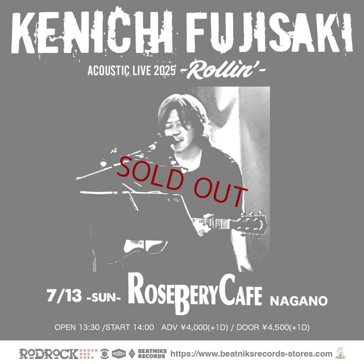 画像1: KENICHI FUJISAKI Acoustic Live 2025 "ROLLIN'" 7/13 長野 Rosebery Cafe 前売チケット (1)