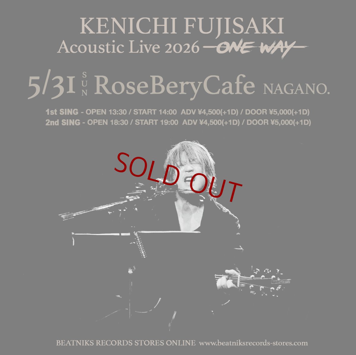 画像1: KENICHI FUJISAKI Acoustic Live 2026 -ONE WAY- 5/31 長野RoseBeryCafe 前売チケット (1)