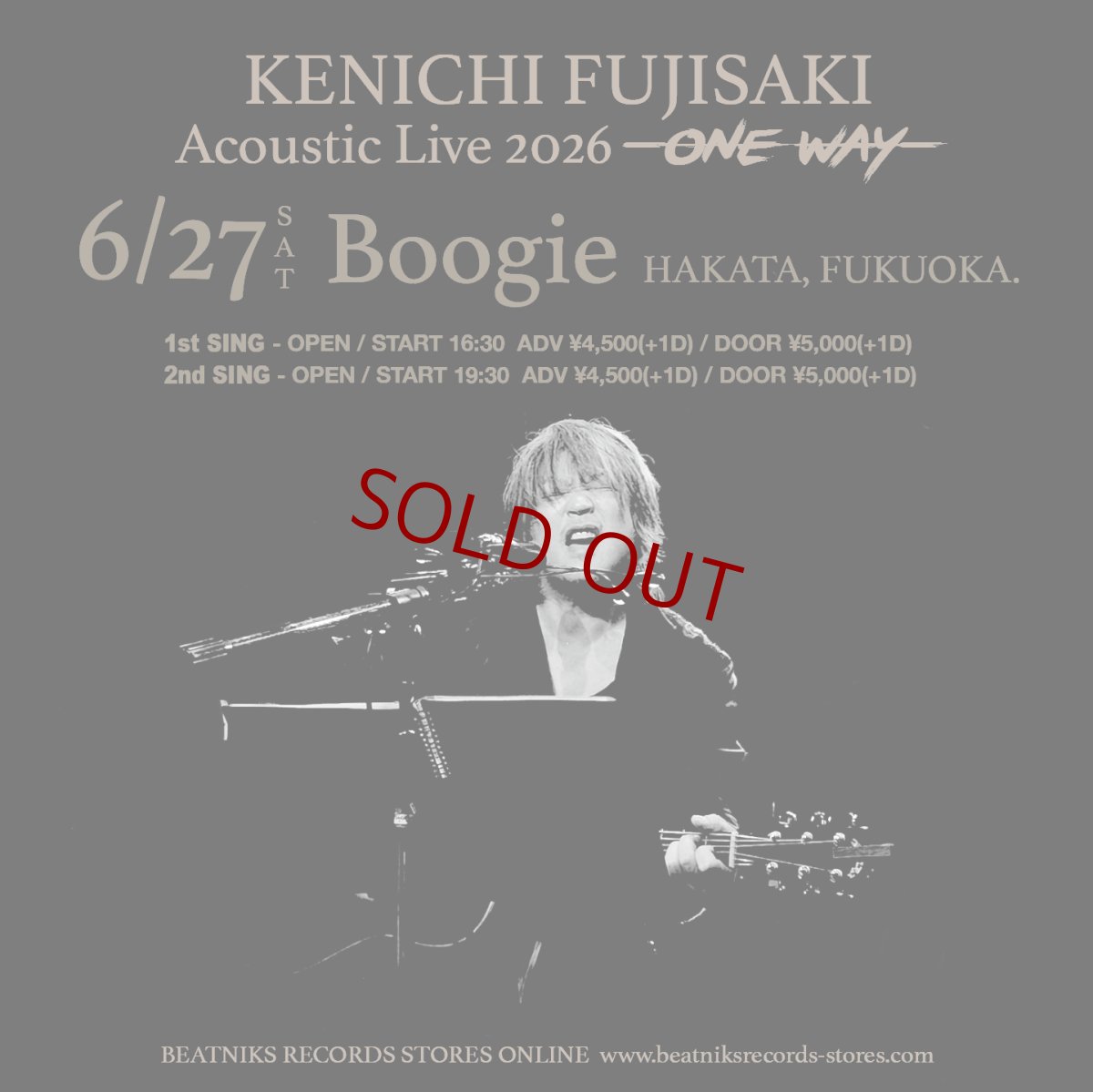 画像1: KENICHI FUJISAKI Acoustic Live 2026 -ONE WAY- 6/27 福岡Boogie 前売チケット (1)