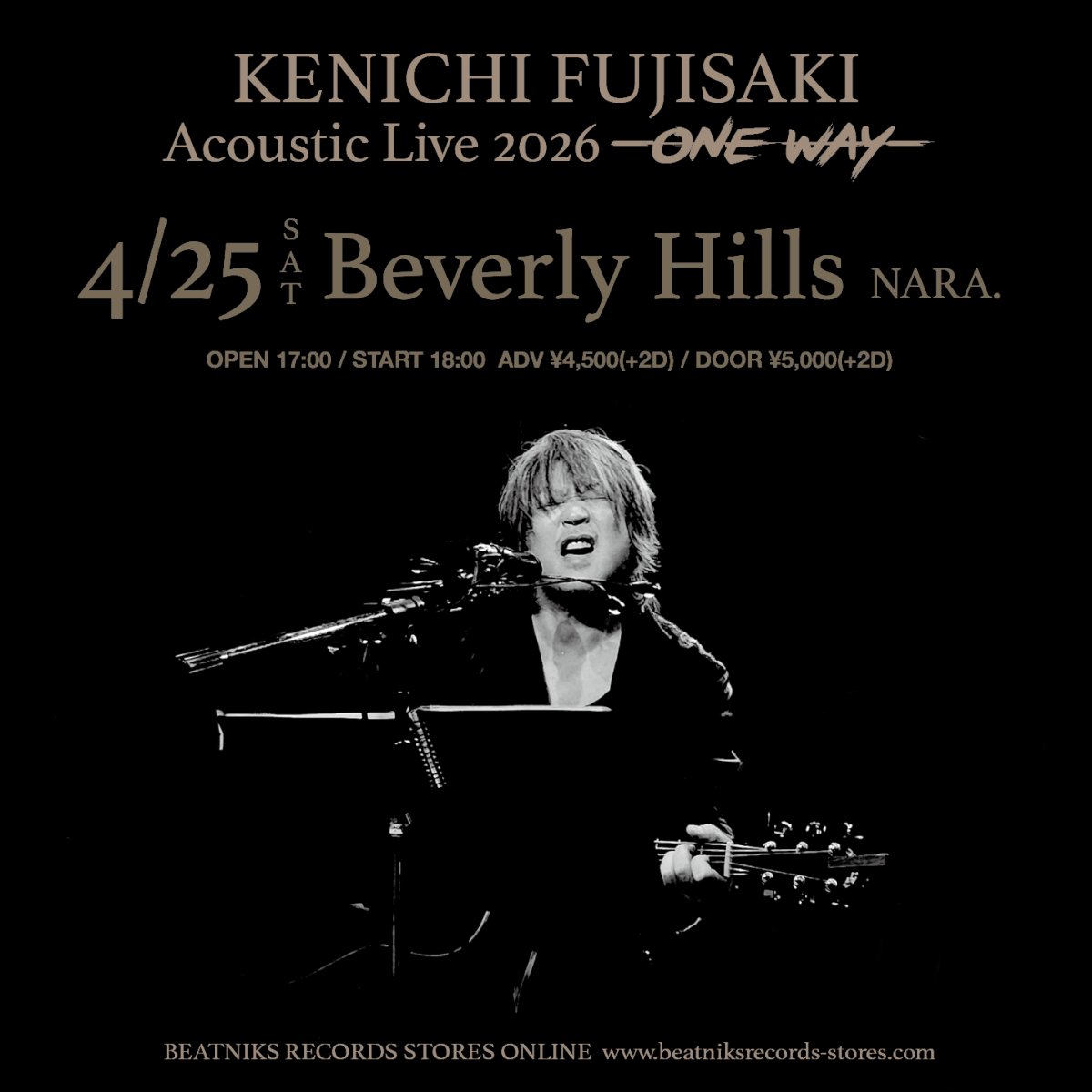 画像1: KENICHI FUJISAKI Acoustic Live 2026 -ONE WAY- 4/25 奈良Beverly Hills 前売チケット (1)