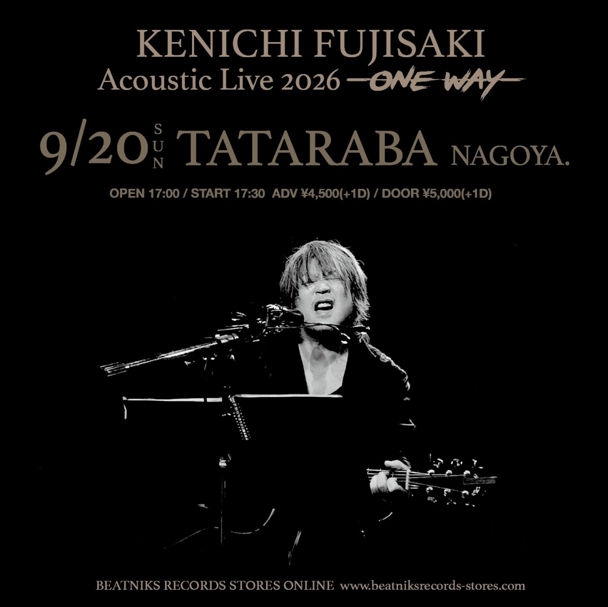 画像1: KENICHI FUJISAKI Acoustic Live 2026 -ONE WAY- 9/20 名古屋 鑪ら場 前売チケット (1)