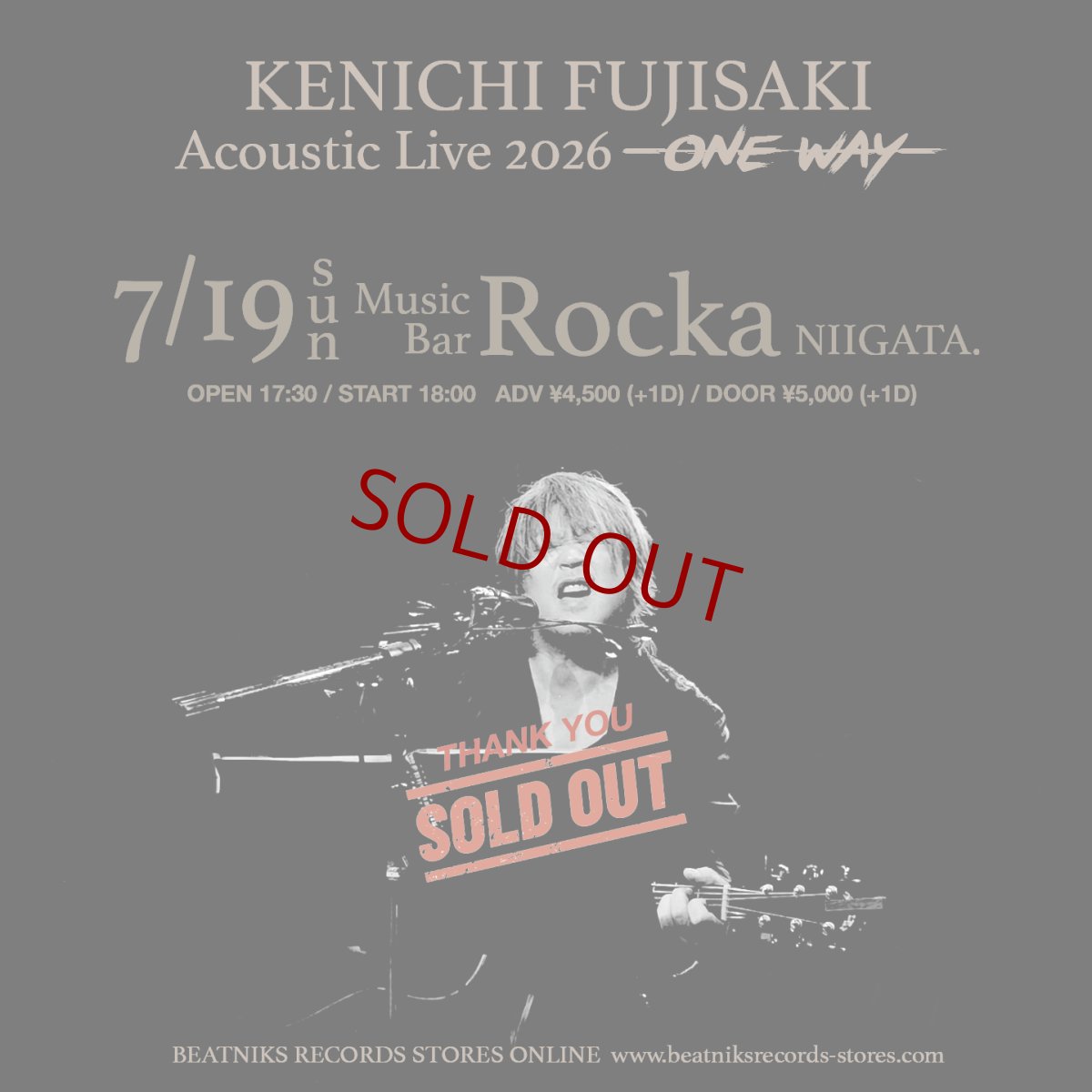 画像1: KENICHI FUJISAKI Acoustic Live 2026 -ONE WAY- 7/19 新潟Rocka 前売チケット (1)